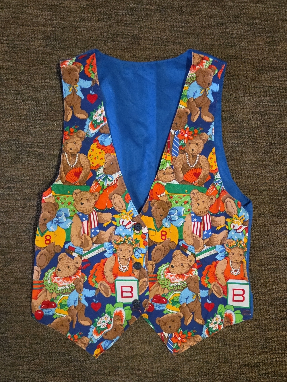 Blue Teddy Bear Print Womens/ Kids/ Mens Vest